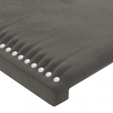 Tăblie de pat cu aripioare gri închis 203x23x118/128 cm catifea - Img 8