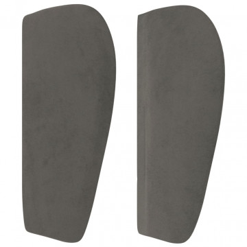 Tăblie de pat cu aripioare gri închis 203x23x78/88 cm catifea - Img 4