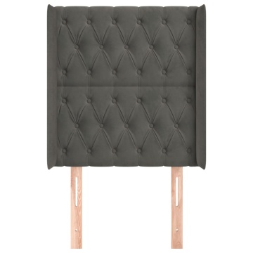Tăblie de pat cu aripioare gri închis 83x16x118/128 cm catifea - Img 3