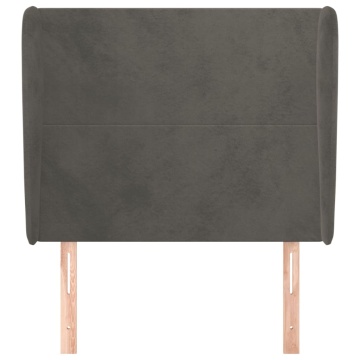 Tăblie de pat cu aripioare gri închis 83x23x118/128 cm catifea - Img 3