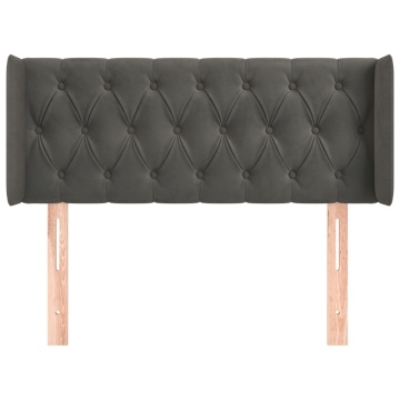 Tăblie de pat cu aripioare gri închis 93x16x78/88 cm catifea - Img 3