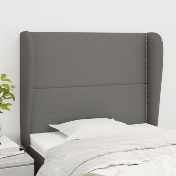 Tăblie de pat cu aripioare gri închis 93x23x118/128 cm textil - Img 1