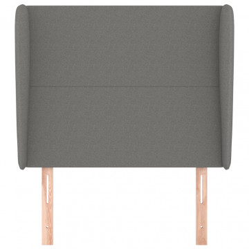 Tăblie de pat cu aripioare gri închis 93x23x118/128 cm textil - Img 3