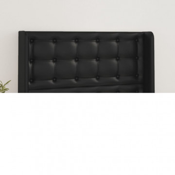 Tăblie de pat cu aripioare, negru, 103x16x118/128 cm, piele eco - Img 1