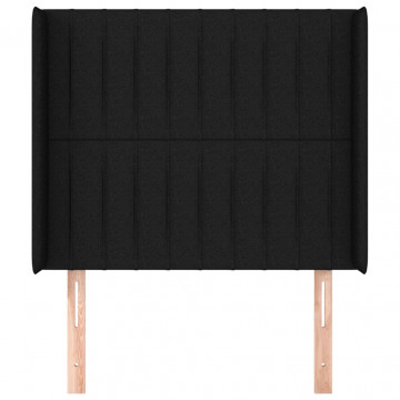 Tăblie de pat cu aripioare, negru, 103x16x118/128 cm, textil - Img 3