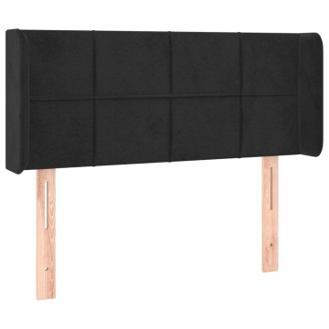 Tăblie de pat cu aripioare negru 103x16x78/88 cm catifea - Img 2