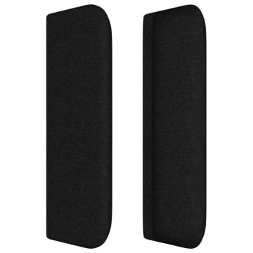Tăblie de pat cu aripioare negru 103x16x78/88 cm textil - Img 4