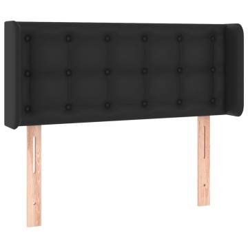 Tăblie de pat cu aripioare negru 103x16x78/88cm piele ecologică - Img 2