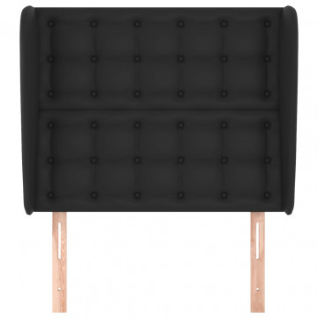 Tăblie de pat cu aripioare, negru, 103x23x118/128 cm, piele eco - Img 3
