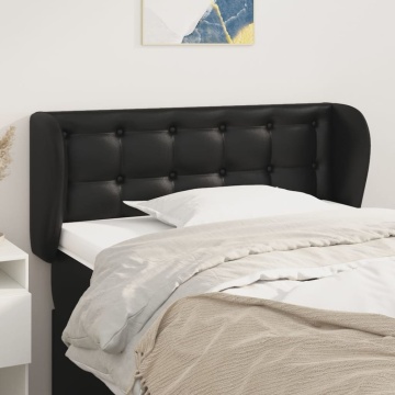 Tăblie de pat cu aripioare negru 103x23x78/88cm piele ecologică - Img 1