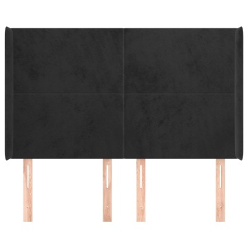 Tăblie de pat cu aripioare, negru, 147x16x118/128 cm, catifea - Img 3