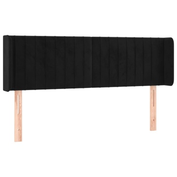Tăblie de pat cu aripioare negru 147x16x78/88 cm catifea - Img 2