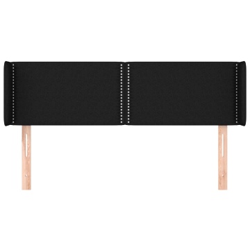Tăblie de pat cu aripioare negru 147x16x78/88 cm textil - Img 3