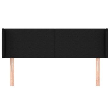 Tăblie de pat cu aripioare negru 147x16x78/88 cm textil - Img 3