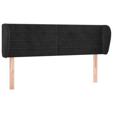 Tăblie de pat cu aripioare negru 147x23x78/88 cm catifea - Img 2