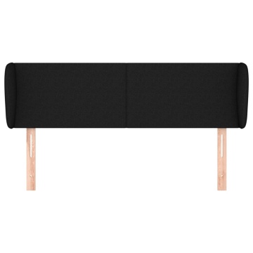 Tăblie de pat cu aripioare negru 147x23x78/88 cm textil - Img 3
