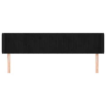 Tăblie de pat cu aripioare negru 163x16x78/88 cm catifea - Img 3