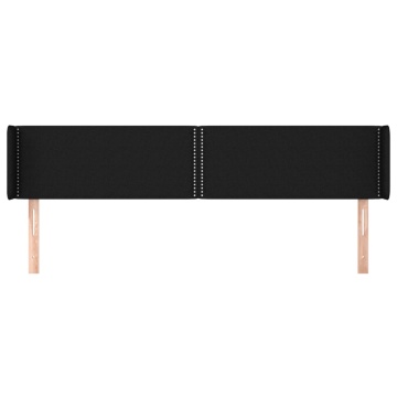 Tăblie de pat cu aripioare negru 163x16x78/88 cm textil - Img 3