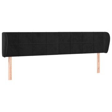 Tăblie de pat cu aripioare negru 163x23x78/88 cm catifea - Img 2