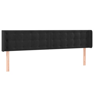 Tăblie de pat cu aripioare negru 183x16x78/88 cm catifea - Img 2