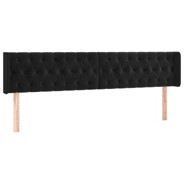 Tăblie de pat cu aripioare negru 183x16x78/88 cm catifea - Img 2