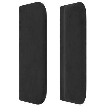 Tăblie de pat cu aripioare negru 183x16x78/88 cm catifea - Img 4