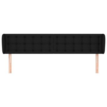 Tăblie de pat cu aripioare negru 203x23x78/88 cm textil - Img 3