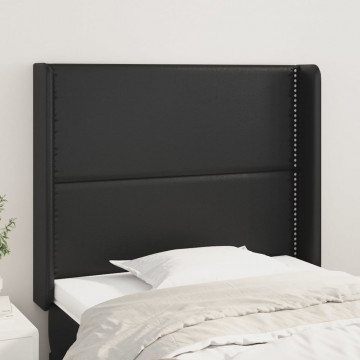 Tăblie de pat cu aripioare, negru, 93x16x118/128 cm, piele eco - Img 1