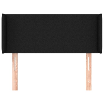 Tăblie de pat cu aripioare negru 93x16x78/88 cm textil - Img 3