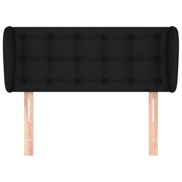 Tăblie de pat cu aripioare negru 93x23x78/88 cm textil - Img 3
