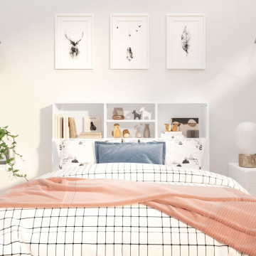 Tăblie de pat cu dulap, alb extralucios, 120x19x103,5 cm - Img 3