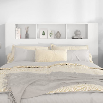 Tăblie de pat cu dulap, alb extralucios, 160x18,5x104,5 cm - Img 3