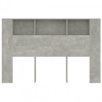 Tăblie de pat cu dulap, gri beton, 160x18,5x104,5 cm - Img 4