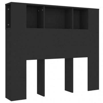 Tăblie de pat cu dulap, negru, 120x18,5x104,5 cm - Img 2