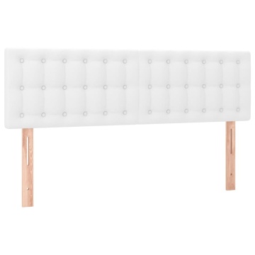 Tăblie de pat cu LED, alb, 144x5x78/88 cm, piele ecologică - Img 4