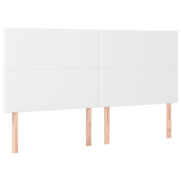Tăblie de pat cu LED, alb, 180x5x118/128 cm, piele ecologică - Img 4