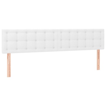 Tăblie de pat cu LED, alb, 200x5x78/88 cm, piele ecologică - Img 4
