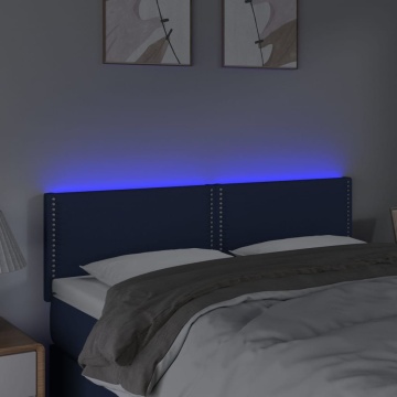 Tăblie de pat cu LED, albastru, 144x5x78/88 cm, textil - Img 3