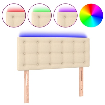 Tăblie de pat cu LED, crem, 100x5x78/88 cm, textil - Img 2