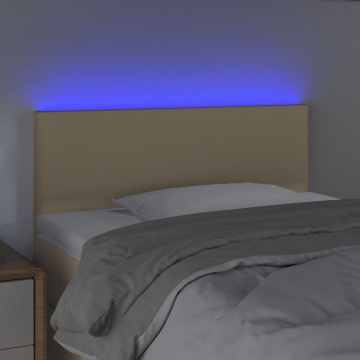 Tăblie de pat cu LED, crem, 100x5x78/88 cm, textil - Img 3