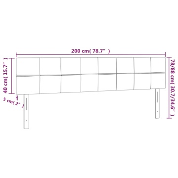 Tăblie de pat cu LED, crem, 200x5x78/88 cm, textil - Img 5