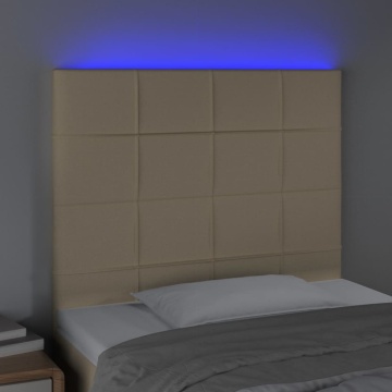 Tăblie de pat cu LED, crem, 90x5x118/128 cm, textil - Img 3