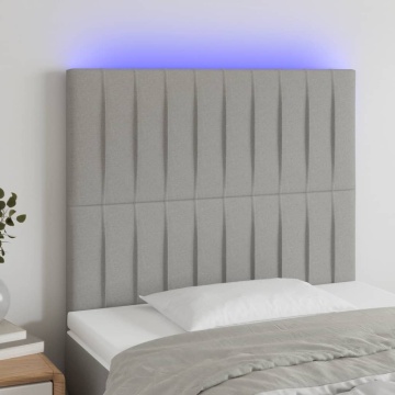 Tăblie de pat cu LED, gri deschis, 100x5x118/128 cm, textil - Img 1