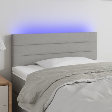 Tăblie de pat cu LED, gri deschis, 100x5x78/88 cm, textil - Img 1