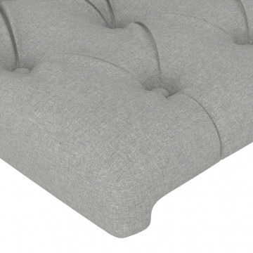 Tăblie de pat cu LED, gri deschis, 103x16x118/128 cm, textil - Img 6