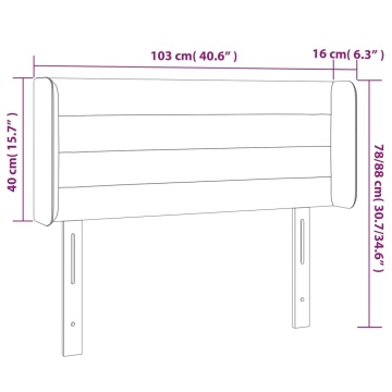 Tăblie de pat cu LED, gri deschis, 103x16x78/88 cm, catifea - Img 5