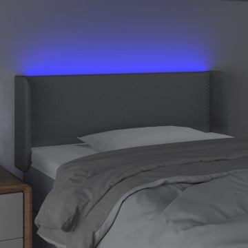 Tăblie de pat cu LED, gri deschis, 103x16x78/88 cm, textil - Img 4