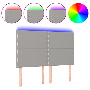 Tăblie de pat cu LED, gri deschis, 144x5x118/128 cm, textil - Img 2