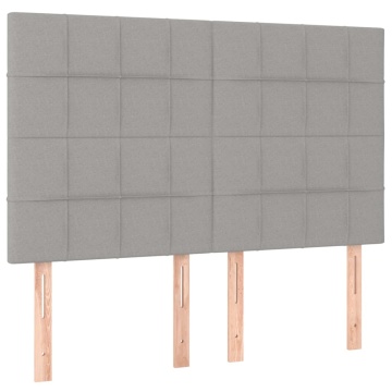 Tăblie de pat cu LED, gri deschis, 144x5x118/128 cm, textil - Img 4