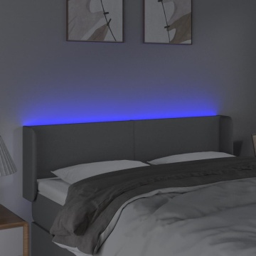 Tăblie de pat cu LED, gri deschis, 147x16x78/88 cm, textil - Img 4